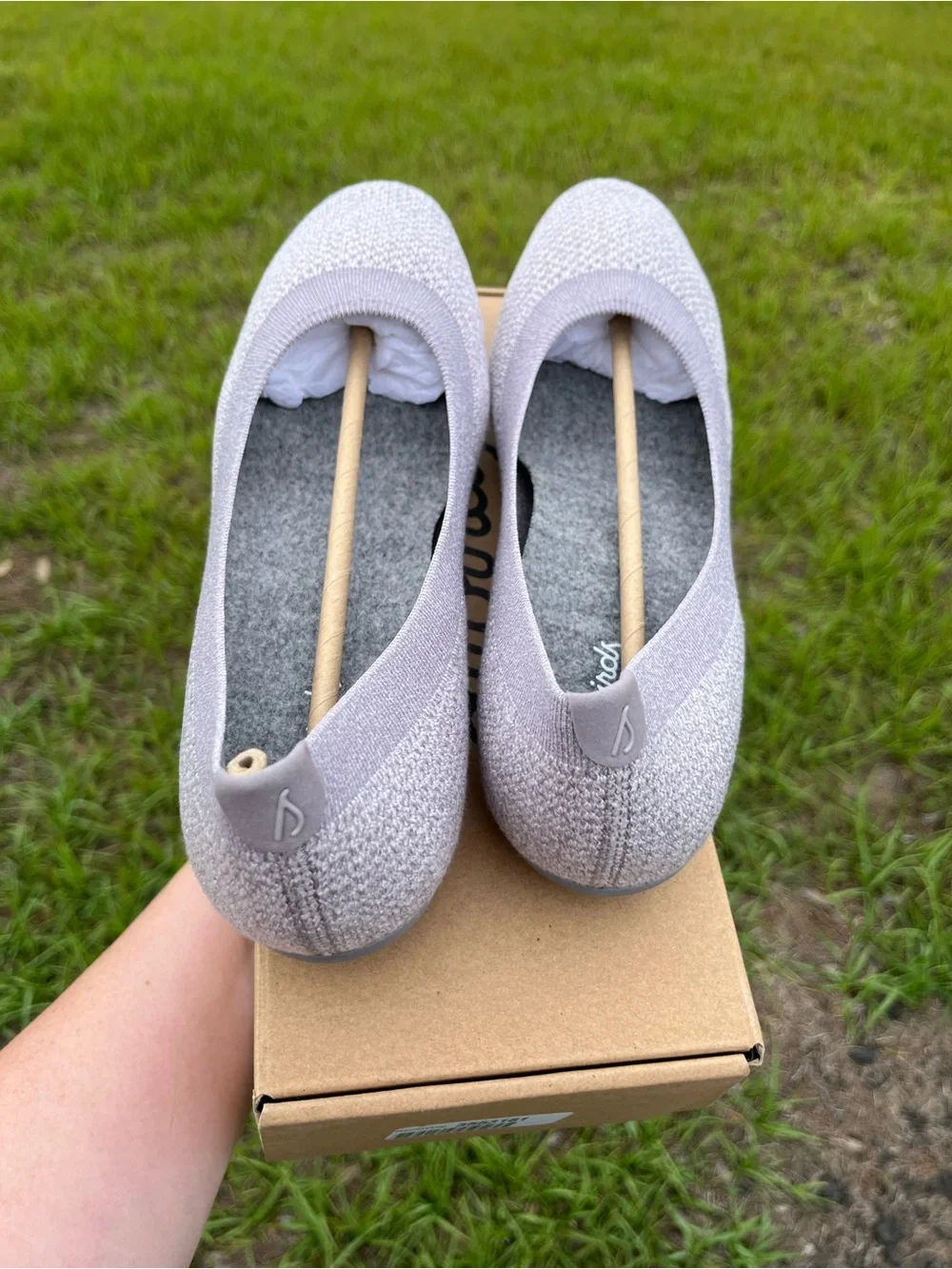 New In Box Allbirds Womens Tree Breezer Knit Flats in Lavender Tone Gray Size 11